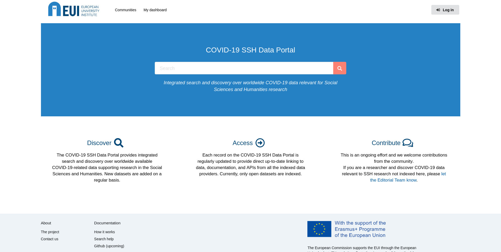 screenshot from EUI Covid Data project